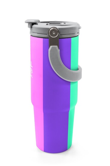 Coral High Renkli Çizgili Desenli Pipetli ve Direkt İçim Çelik Termos 900 ml 38716 - 5