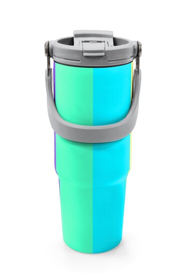 Coral High Renkli Çizgili Desenli Pipetli ve Direkt İçim Çelik Termos 900 ml 38716 - 7