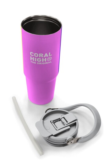 Coral High Renkli Çizgili Desenli Pipetli ve Direkt İçim Çelik Termos 900 ml 38716 - 8