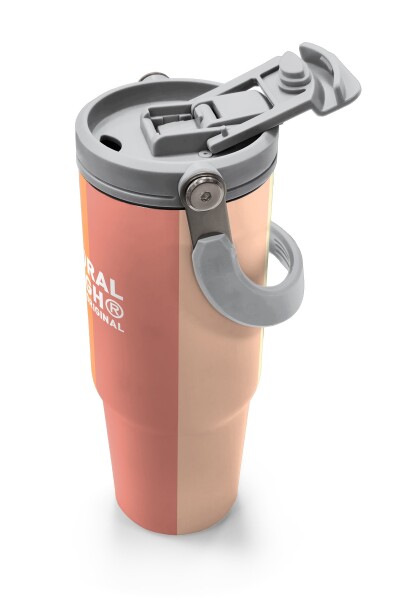 Coral High Renkli Çizgili Desenli Pipetli ve Direkt İçim Çelik Termos 900 ml 38746 - 3