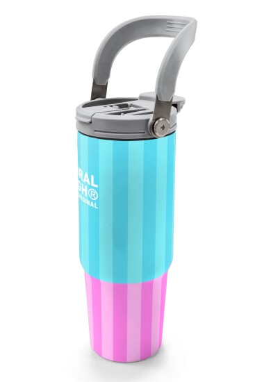 Coral High Renkli Çizgili Desenli Pipetli ve Direkt İçim Çelik Termos 900 ml 38747 - 4