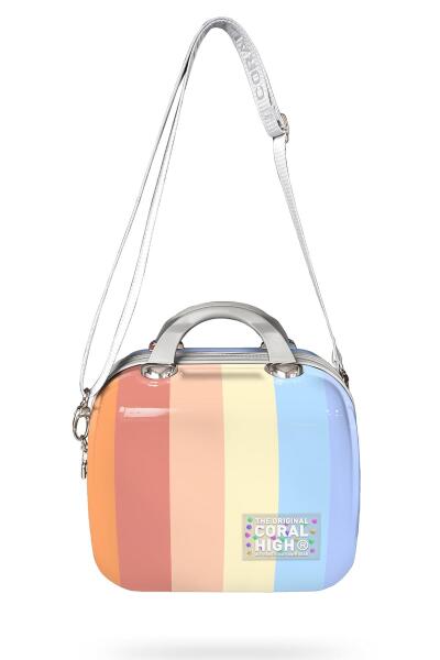 Coral High Renkli Çizgili Omuz Askılı PC Makyaj Çantası 16903 - 3