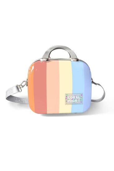 Coral High Renkli Çizgili Omuz Askılı PC Makyaj Çantası 16903 - 9