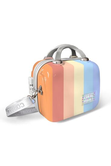 Coral High Renkli Çizgili Omuz Askılı PC Makyaj Çantası 16903 