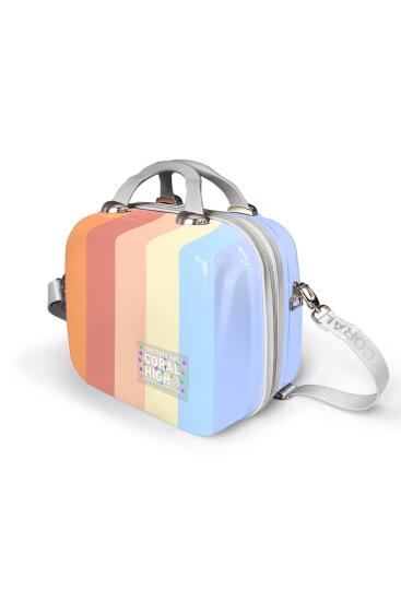 Coral High Renkli Çizgili Omuz Askılı PC Makyaj Çantası 16903 - 7