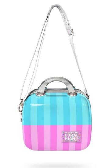 Coral High Renkli Çizgili Omuz Askılı PC Makyaj Çantası 16904 - 3
