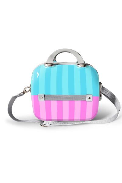 Coral High Renkli Çizgili Omuz Askılı PC Makyaj Çantası 16904 - 5