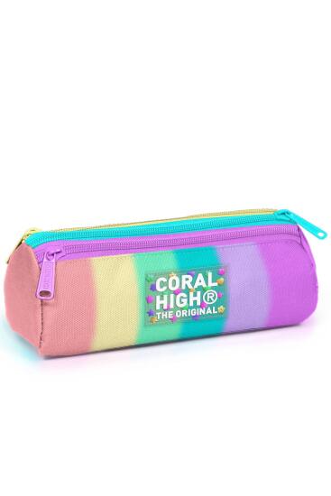 Coral High Renkli Çizgili Üç Bölmeli Kalem Çantası 11159 