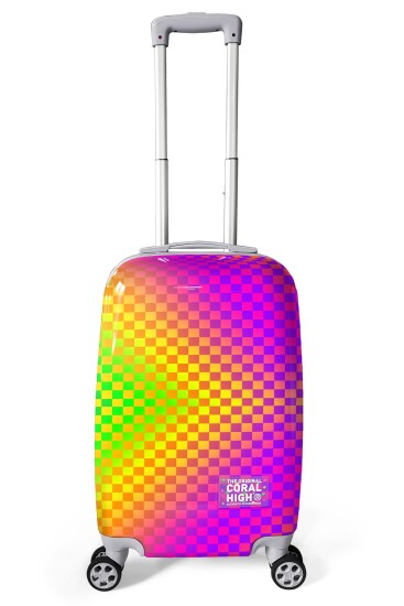 Coral High Renkli Dama Desenli Kabin Boy Valiz (50cm) 16556 - 1