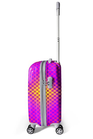 Coral High Renkli Dama Desenli Kabin Boy Valiz (50cm) 16556 - 5