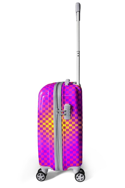 Coral High Renkli Dama Desenli Kabin Boy Valiz (50cm) 16556 - 5