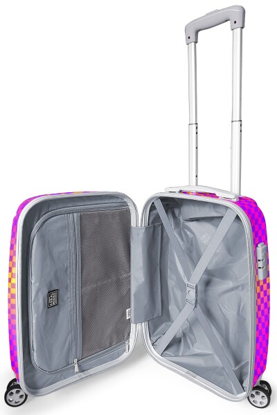 Coral High Renkli Dama Desenli Kabin Boy Valiz (50cm) 16556 - 2