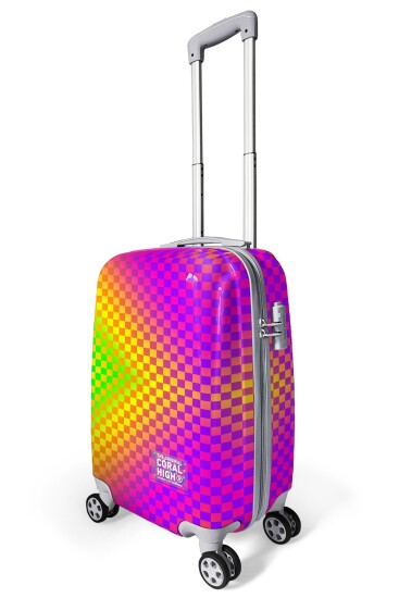 Coral High Renkli Dama Desenli Kabin Boy Valiz (50cm) 16556 - 3