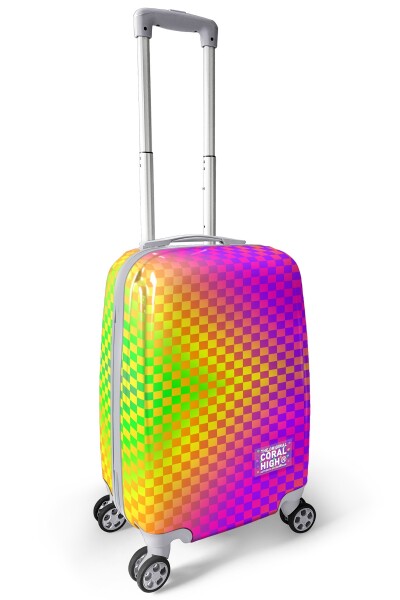 Coral High Renkli Dama Desenli Kabin Boy Valiz (50cm) 16556 - 6