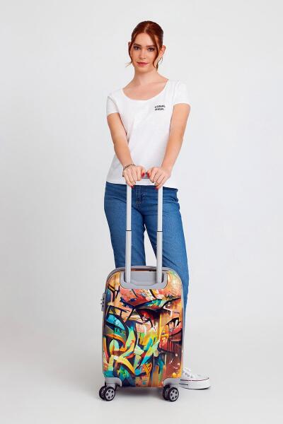 Coral High Renkli Desenli Kabin Boy Valiz (50cm) 16534 - 4