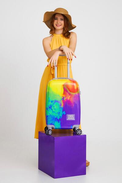 Coral High Renkli Desenli Kabin Boy Valiz (50cm) 16536 - 2