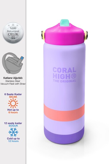 Coral High Renkli Desenli Katlanır Ağızlıklı Çelik Termos 650 m 38365 