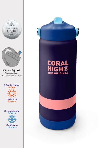 Coral High Renkli Desenli Katlanır Ağızlıklı Çelik Termos 650 ml 38368 - 1