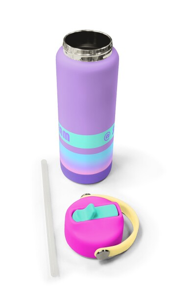 Coral High Renkli Desenli Katlanır Ağızlıklı Çelik Termos 650 ml 38374 - 5