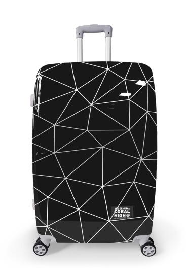 Coral High Renkli Desenli PC Büyük Boy Valiz (70cm) 16808 - CORAL HIGH