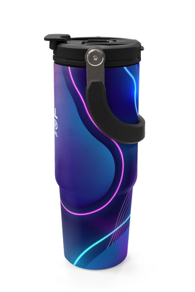 Coral High Renkli Desenli Pipetli ve Direkt İçim Çelik Termos 900 ml 38735 - 5