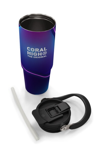 Coral High Renkli Desenli Pipetli ve Direkt İçim Çelik Termos 900 ml 38735 - 8