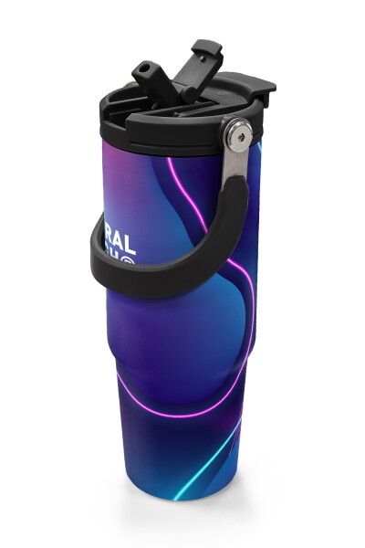 Coral High Renkli Desenli Pipetli ve Direkt İçim Çelik Termos 900 ml 38735 - 2