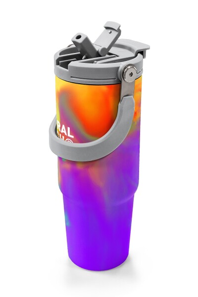 Coral High Renkli Desenli Pipetli ve Direkt İçim Çelik Termos 900 ml 38738 - 2