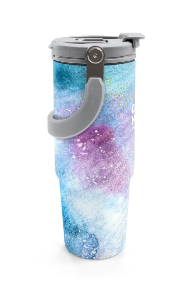 Coral High Renkli Desenli Pipetli ve Direkt İçim Çelik Termos 900 ml 38740 - 6