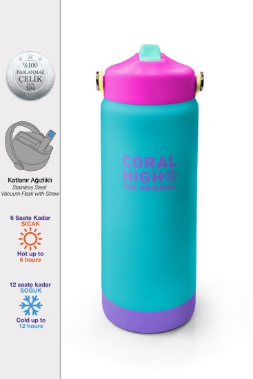 Coral High Renkli Katlanır Ağızlıklı Çelik Termos 650 ml 38347 