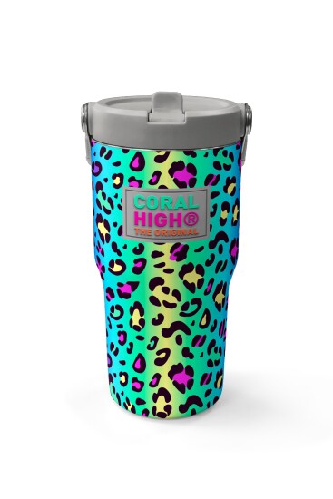 Coral High Renkli Leopar Desenli Katlanır Ağızlıklı Çelik Termos 600 ml 38911 - 2