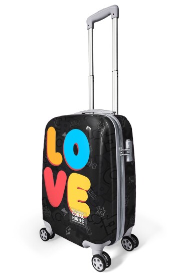 Coral High Renkli Love Desenli Kabin Boy Valiz (50cm) 16558 - 3