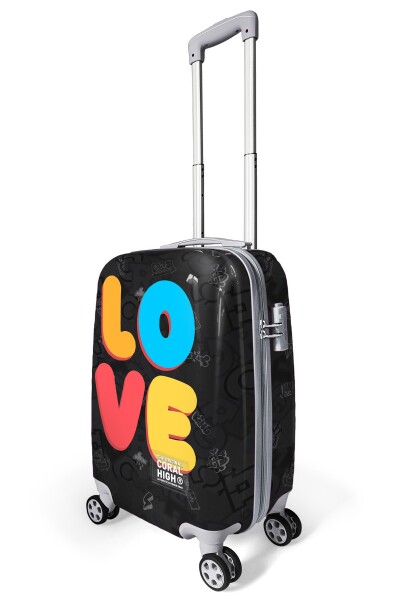 Coral High Renkli Love Desenli Kabin Boy Valiz (50cm) 16558 - 3