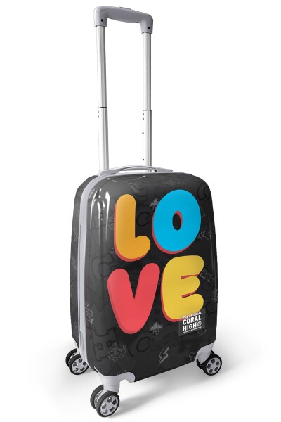 Coral High Renkli Love Desenli Kabin Boy Valiz (50cm) 16558 - 6