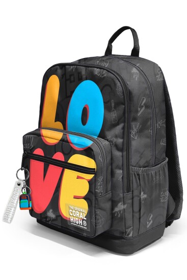 Coral High Renkli Love Desenli Okul Sırt Çantası 33230 - 7