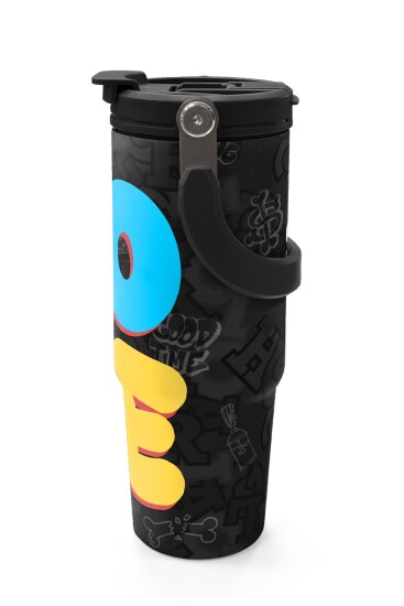 Coral High Renkli Love Desenli Pipetli ve Direkt İçim Çelik Termos 900 ml 38706 - 5