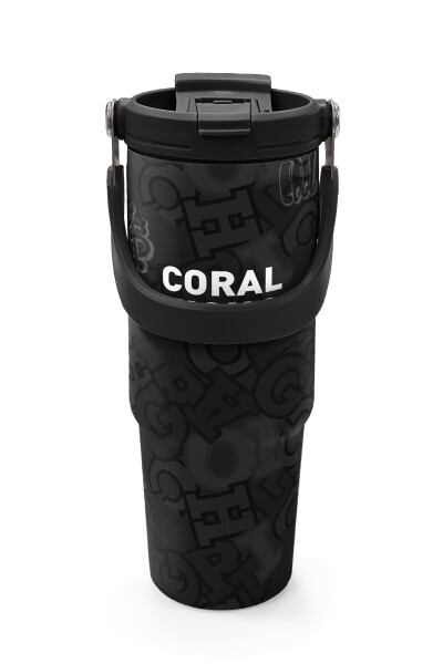 Coral High Renkli Love Desenli Pipetli ve Direkt İçim Çelik Termos 900 ml 38706 - 7