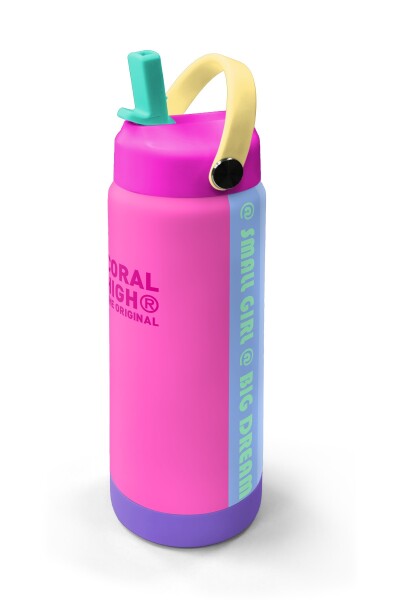 Coral High Renkli Pembe Lila Desenli Katlanır Ağızlıklı Çelik Termos 650 ml 38361 - 2