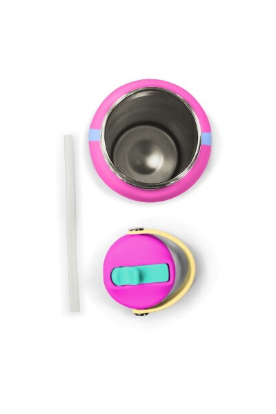 Coral High Renkli Pembe Lila Desenli Katlanır Ağızlıklı Çelik Termos 650 ml 38361 - 6
