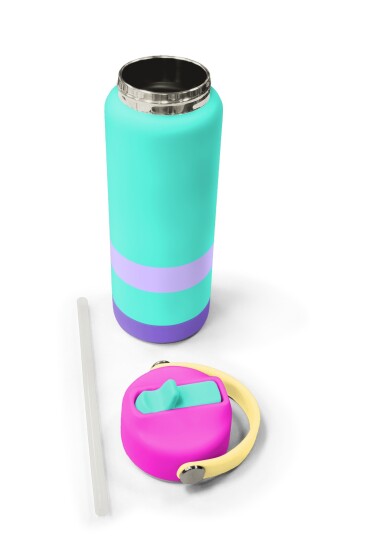 Coral High Renkli Su Yeşili Desenli Katlanır Ağızlıklı Çelik Termos 650 ml 38364 - 5