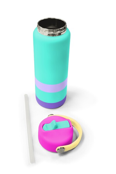 Coral High Renkli Su Yeşili Desenli Katlanır Ağızlıklı Çelik Termos 650 ml 38364 - 5