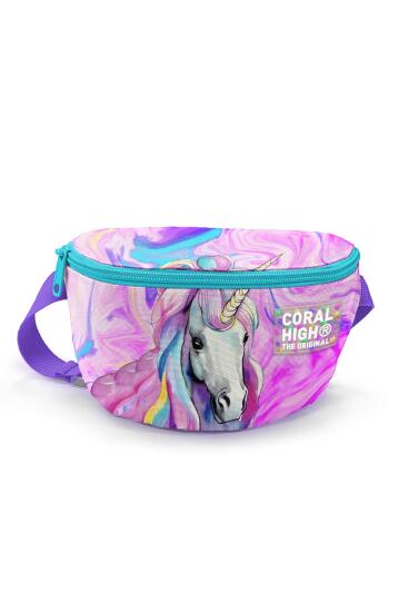 Coral High Renkli Unicorn Desenli Bel Çantası 11542 - Coral High