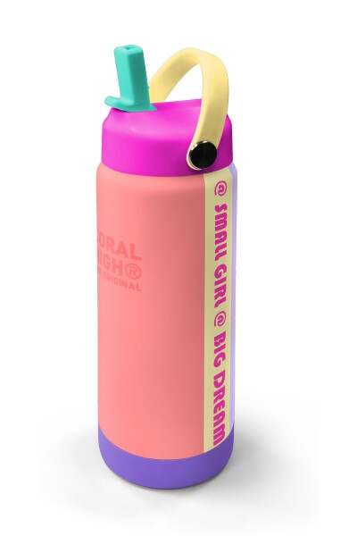 Coral High Renkli Yavruağzı Desenli Katlanır Ağızlıklı Çelik Termos 650 ml 38362 - 2