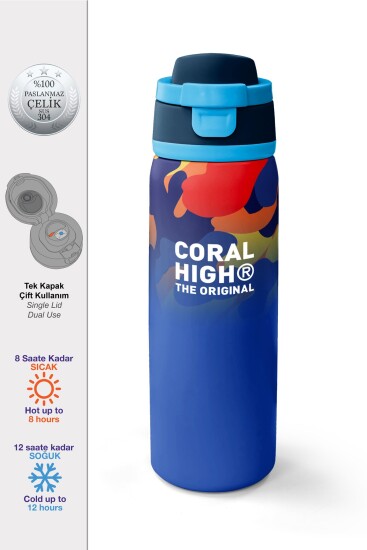 Coral High Saks Kamuflaj Desenli Pipetli ve Direkt İçim Çelik Termos 800 ml 38517 - 1