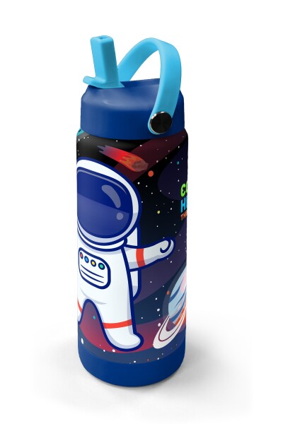 Coral High Saks Lacivert Astronot Desenli Katlanır Ağızlıklı Çelik Termos 650 ml 38385 - 2