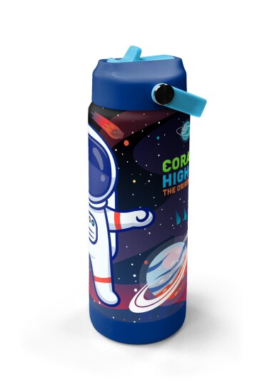 Coral High Saks Lacivert Astronot Desenli Katlanır Ağızlıklı Çelik Termos 650 ml 38385 - 4