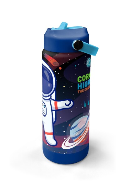 Coral High Saks Lacivert Astronot Desenli Katlanır Ağızlıklı Çelik Termos 650 ml 38385 - 4
