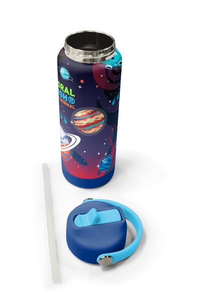 Coral High Saks Lacivert Astronot Desenli Katlanır Ağızlıklı Çelik Termos 650 ml 38385 - 5