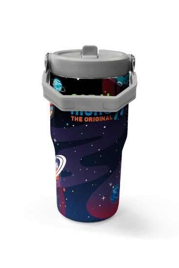 Coral High Saks Mavi Astronot Desenli Katlanır Ağızlıklı Çelik Termos 600ml 38919 - 5