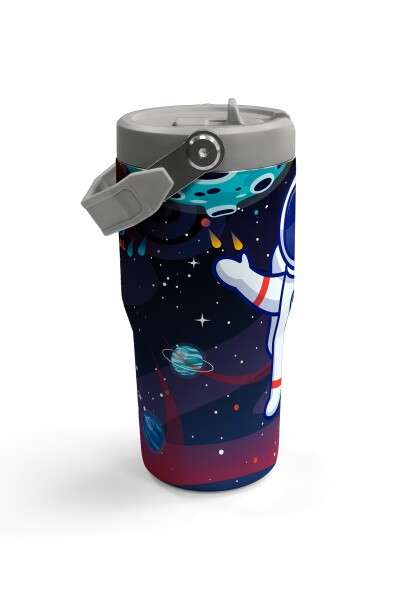Coral High Saks Mavi Astronot Desenli Katlanır Ağızlıklı Çelik Termos 600ml 38919 - 4